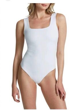 REORIA White Square Neck Tank Bodysuit - Size Small (NWOT)